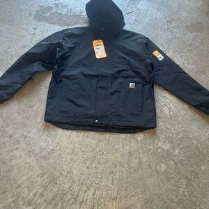Carhartt Black Hooded Jacket with Logo Patch